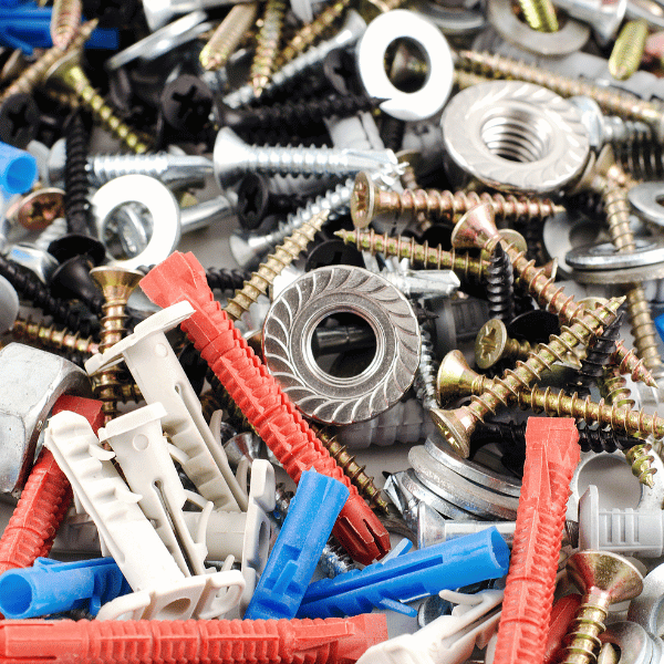 handful of hardware fasteners