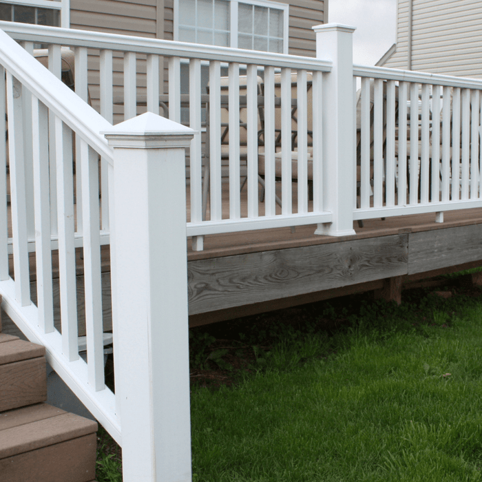 white railings on a patio deck